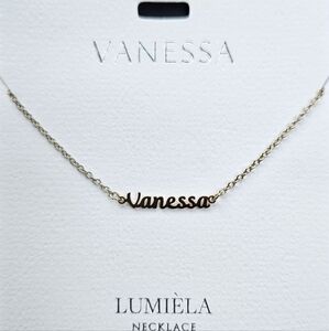 🌸 VANESSA Script Name Chain Goldtone Necklace 🌸